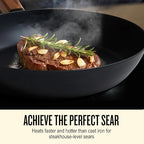 Alva Forest 9.5" Carbon Steel Frying Pan – Naturally Nonstick, Pre-Seasoned, with Acacia Wood Handle, Made Without PTFE, PFOA, PFAS – Sustainable Belgian Design, Induction & All-Stovetop Safe