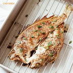 CHEFMADE Roasting Pan with Rack, 13-Inch Non-Stick Rectangular Deep Dish Oven-BBQ Bakeware for Oven Baking 9" x 13" x 2.4" (Champagne Gold)