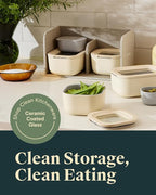 Caraway Mini Food Storage 9pc Set - Glass Storage Containers for Food - Non-Toxic Ceramic-Coated Glass - Air Release Technology - Compact & Stackable Design - Mist