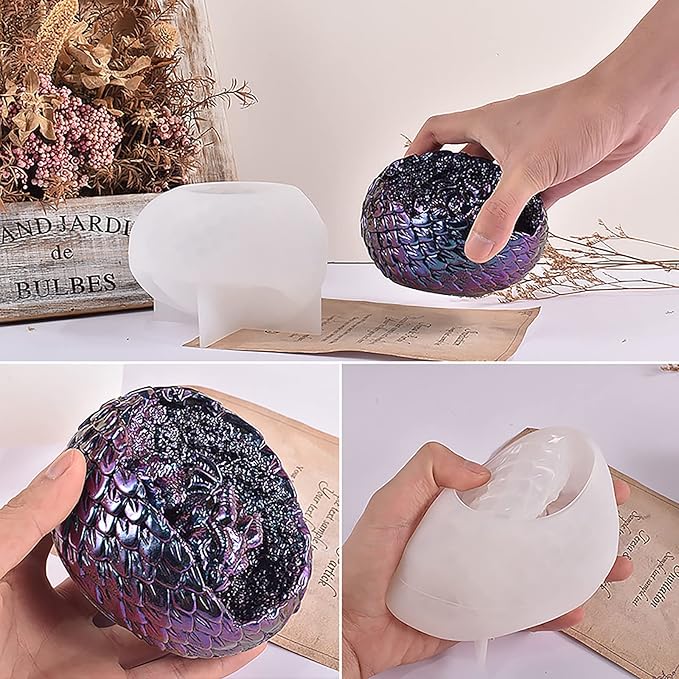 Horizontal Dragon Egg Mold Silicone Wave Spiral Candle Mold - Silicone Resin Casting Molds for Candle & Resin & Soap Craft Supplies