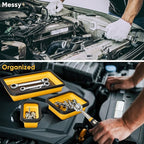 SHALL Collapsible Magnetic Tool Parts Tray and Telescoping Magnetic Pickup Tool Set, 3-Piece Silicone Foldable Magnetic Bowls & 25LBS Force Extendable Magnet for Mechanic Screw Bolts Nuts Washers Pins