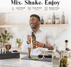 BARE BARREL® Mixology Bartender Kit Bar Set | 14-Piece Cocktail Shaker Set | Martini Barware Mixing Tools for Home Bartending | Incl. 35 Recipe Cards | Gift Set (24oz Cobbler Shaker, Brass/Black)