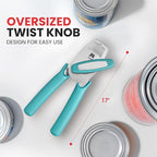 Zulay Kitchen Heavy Duty Stainless Steel Manual Can Opener – Ergonomic Soft Grip Handles, Smooth Edge Cutting Wheel & Large Built In Bottle Opener – Easy Turn Knob for Effortless Use - Aqua