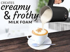 Zulay 4-in-1 Milk Frother & Steamer – Automatic Hot & Cold Foam Maker, Milk Warmer & Chocolate Mixer – 10oz/300ml Capacity, Nonstick Stainless Steel Interior, Quiet One-Touch Operation – Black