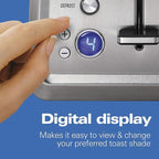 Hamilton Beach 2 Slice Toaster with Extra-Wide Slots, Bagel Setting, Toast Boost, Slide-Out Crumb Tray, Auto-Shutoff & Cancel Button, Digital with Defrost Function, Stainless Steel (22796)