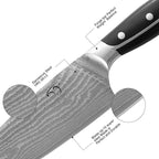16-Piece Damascus Knife Set with Block - VG10 67-Layer Steel, Razor Sharp, Triple-Rivet Handles, 6 Steak Knives, Meat Fork, Sharpener & Scissors, Gray
