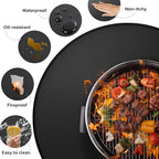 48" Heavy-Duty Fire Pit Mat for Solo Stove Bonfire: Round Fireproof Under Grill Mat Heat Insulated Indoor Fireplace Pad Protector for Decks, Patios, Grass, BBQ Smoker, Reusable Oil-Proof & Waterproof