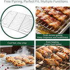 18/0 Stainless Steel Baking Sheet with Cooling Rack, Oven-Safe Non-Toxic Cookie Sheets for Baking, Set of 4, Coating Free & Rust Resistant for Healthy Family Baking, Easy to Clean, Heavy-Duty