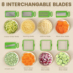 Vegetable Chopper with 8 Blades - Onion Chopper 16-in-1 with Container, Kitchen Vegetable Spiralizer Kitchen Gadgets - Home Essentials - Accessories