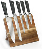 Mercer Culinary Premium Grade Super Steel 6-Piece Knife Set with Magnetic Acacia Stand, G10 Handles