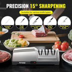 Knife Sharpener Electric for Kitchen - Kitchen Knife Sharpener 3-Stage - 15-Degree EdgeSelect Angle - Knife Sharpeners 100% Diamond Abrasive - Fast Sharpening, Repair, Restore, Polish.