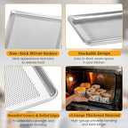 6 Pack Half Size Aluminum Perforated Baking Sheet Pan, 13"×18" Cookie Sheets For Oven in Bakery, Restaurant & Kitchen
