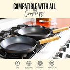 Alva Forest 8" Carbon Steel Frying Pan – Naturally Nonstick, Pre-Seasoned, with Acacia Wood Handle, Made Without PTFE, PFOA, PFAS – Sustainable Belgian Design, Induction & All-Stovetop Safe
