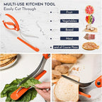 Loftern Orange Pizza Scissors - Non-Stick Pizza Scissors with Firm Grip Base - Food Grade Stainless Steel Pizza Cutter - 5-in-1 Food Slicer & Pizza Server - Durable, Safe & Mess Free