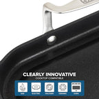 Viking Non Stick Double Burner Griddle, Hard Anodized Nonstick Kitchen Cookware Grill Pan with Handles, Oven Safe, Works on Electronic, Ceramic, and Gas Stove Tops, 19 x 11 Inch