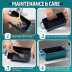 P&P CHEF 2 In 1 Enameled Cast Iron Loaf Pan with Lid, 9 x 5 Inch Bread Loaf Pans for Baking Homemade Sourdough Bread, Meatloaf, Toast, Cake, Nonstick & Healthy & Sturdy, 2 Piece Set - Dark Green