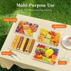 Lifewit Plastic Serving Tray for Party Supplies, White Trays for Serving Food, Reusable Large Platter for Buffet, Fruit, Dessert, Snack, Veggie, Kitchen and Outdoor Use, Rectangle, 14" x 10", 8 Pcs