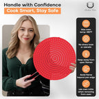 Frying Pan Splatter Screen | USA Brand | 13-Inch Red, Fit Pans (12" to 13") Silicone Grease Splatter Guard for Frying Pan and Stove by Beckon Ware