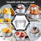 EUSOAR Foil Ramekins with Lids, 5oz 100pcs Aluminum Foil Cupcake Liners, Muffin Liners Cups with Lids, Cupcake Baking Cups Holders Cases Boxes Pans