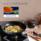 PRICUSIS Nonstick Frying Pan, 8/10/12 Inch Skillet with Stay Cool Handle, Fully Coated, Induction Compatible & Oven Safe, 100% Dishwasher Safe, PTFE & PFOA Free（10 Inch, Black Sesame）