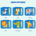 Personalized Bento Box for Kids with Safari Icon and Name - Royal Blue - 5 Compartments Drop-Proof Bento Box, Dishwasher Safe, Made with BPA-Free Materials, Bento Lunch Box for Kids and Toddlers
