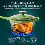 Larder & Vine Enameled Cast Iron Saucepan | 2.2 qt Sauce Pan with Lid | Saucepan with Pour Spouts | Enameled Cast Iron Pot Compatible on All Cooktops & Oven Safe to 500° F | Okra
