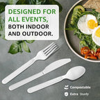 450 Counts Compostable Forks Spoons Knives Set Disposable Forks Utensils Heavy Duty Knives Silverware Eco Friendly Flatware for Party Camping Picnics White forks spoons and knives set