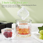 Large Ice Cube Tray for Whiskey: 2inch Big Silicone Ice Trays with Lid for Whisky - 3Pack Old Fashioned Ice Cube Trays for Cocktail - Huge Square Cubed Bourbon Ice Cube Maker