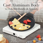ESLITE LIFE Nonstick Crepe Pan Set with Spreader, 9.5 & 11 Inch Granite Coating Flat Skillet Dosa Tawa Comales Para Tortillas Pancake Pan, PTFE & PFOA Free, Black