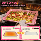 Saker nonstick baking sheet pan set,Multi-Use Non-Stick Baking Pan Set, Stackable Carbon Steel Cookie Sheets for Even Baking, Roasting & Meal Prep, Oven Safe & Easy Clean (pink)