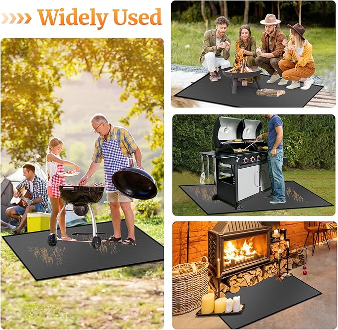 65 ×36 inches Under Grill Mats for Outdoor Grill/ Fireproof Fire Pit Mat for under Fire Pit Fireplace, BBQ Mat under BBQ Waterproof Oil-Proof Grill Floor Pad for Deck Patio Flat Top Smokers Gas Grills