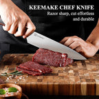 KEEMAKE Chef Knife 8 inch - Sharp Kitchen Knife High Carbon Stainless Steel Blade, Gyuto Knife Ergonomic Wood Handle, Professional Chef’s Knife for Home Kitchen and restaurant