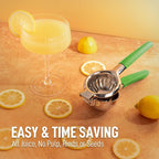 Zulay Kitchen Lemon Squeezer Stainless Steel with Premium Heavy Duty Solid Metal Squeezer Bowl and Food Grade Silicone Handle - Large Manual Citrus Press Juicer and SS Lime Squeezer (Light Green)