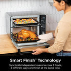 Ninja 10-in-1 Multi-Cooker Double Oven with FlexDoor, FlavorSeal & Smart Finish – Rapid Top Convection, Air Fry Bottom, Bake, Toast, Pizza & More – Stainless Steel, DCT400