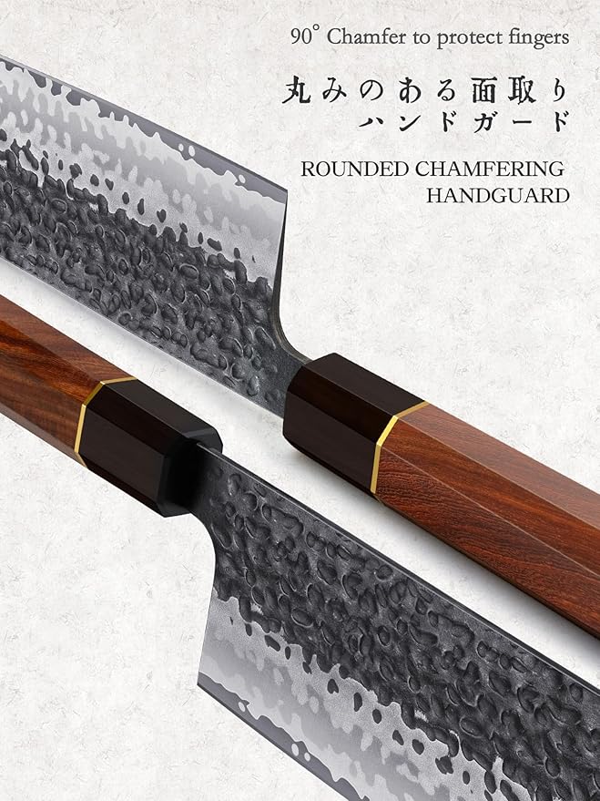 HOSHANHO 7 Inch Nakiri Knife, Japanese Hand Forged Asian Chopping Chef Knife, Professional Meat Vegetable Cleaver Kitchen Knife with Ergonomic Handle