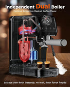 Tuni E2 58mm Espresso Machine 20Bar Espresso Maker, 𝐃𝐮𝐚𝐥 𝐁𝐨𝐢𝐥𝐞𝐫 Coffee Maker with 10mm Steam Milk Frother, Semi-automatic Coffee Machine with UKLA Pump for Espresso, Gift for Coffee Lover