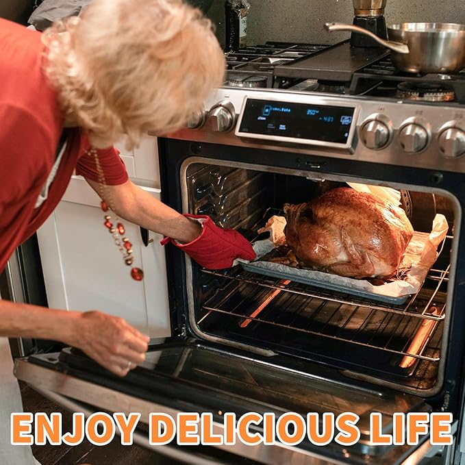 Non-Stick Ceramic Baking Sheet Set of 2, 15 * 10 inch Naturally Slick Ceramic Coating - Non-Toxic, PTFE & PFOA Free - Perfect for Baking, Roasting, and More (Baking Sheet & Grill Net)