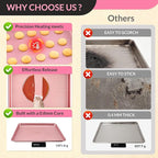 Saker nonstick baking sheet pan set,Multi-Use Non-Stick Baking Pan Set, Stackable Carbon Steel Cookie Sheets for Even Baking, Roasting & Meal Prep, Oven Safe & Easy Clean (pink)