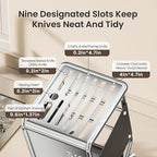 Knife Block Holder without Knives, Universal Kitchen Storage Stand, Safe Space Saver Large Volume Stable Knife Storage With a drip tray at the base Detachable for Easy Cleaning - Grey
