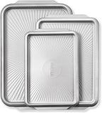 SYAINN Non-stick Ceramic Baking Sheet Set, Pack of 3 - Aluminum Steel Cookie Sheets for Baking - Includes Half/Quarter/Jelly Roll Pans - Warp Resistant, Toxic, PTFE & PFOA Free - Sliver