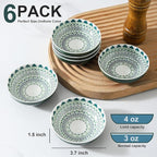 Set of 6 Deep Soy Sauce Dishes, 3.7 inch Ceramic Dipping Bowls 4 oz Small Dip Bowls Sauce cups for Condiment Sushi Bowls, Mini Bowl for Side Dish, Ketchup, Soy Appetizer Plates Tiny Bowls