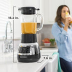 BLACK+DECKER BL1400DG-P Quiet Stainless Steel Blender with Cyclone Glass Cup