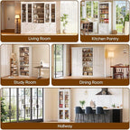 70.8" Tall Farmhouse Kitchen Pantry Cabinet, Modular Storage Cabinet with 6-Tier Adjustable Shelves, White, Wooden Hutch for Living Room, Kitchen, Set of 2