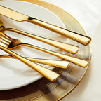 KINGSTONE 18/10 Stainless Steel Flatware, 20-Piece Forged Silverware Set for 4, Mirror Polished Cutlery Set Dishwaher Safe for Home, Restaurant, Wedding, Party, Gold