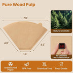 #4 Cone Coffee Filters 8-12 Cup, 400 Count Unbleached Natural Coffee Paper Filters, No Blowout, Disposable Coffee Filter for Pour Over and Drip Coffee Maker