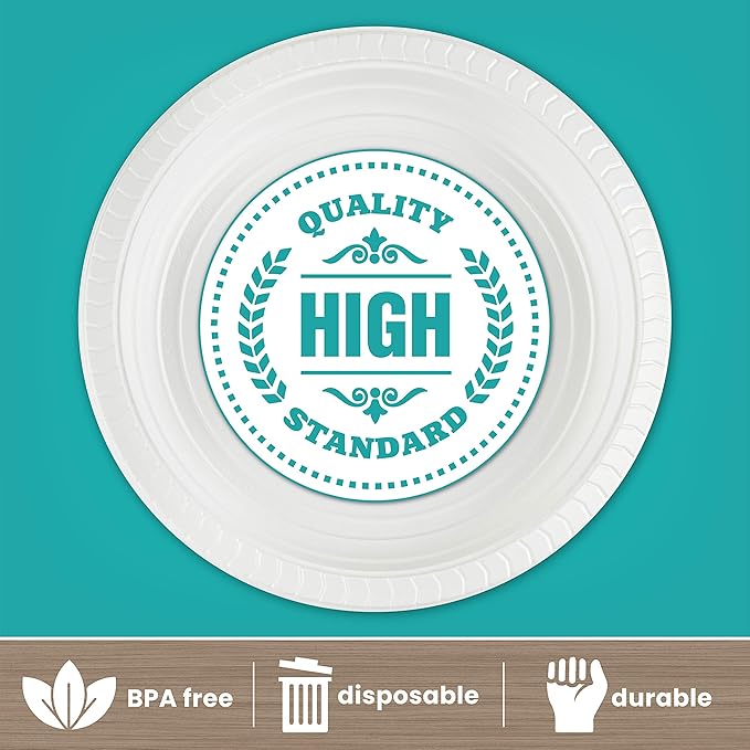 PLASTICPRO Round Plastic 12 ounce Bowls Microwaveable, Disposable, White, Dinnerware 100 Count