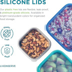 U Konserve Stainless Steel Food Storage Bento Box Container, Leak Proof Silicone Lid Dishwasher Safe - Plastic Free (50oz Blue)