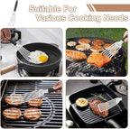 Beijiyi Fish Spatula Stainless Steel, 13.5" Large Metal Fish Spatula for Cast Iron Skillet Cooking and Grilling, Kitchen Slotted Turner with Full Tang Silicone Handle and Curved Blade