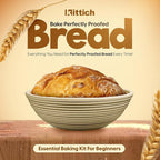 KITTICH Banneton Bread Proofing Basket with Essentials Set, 10 Inch Oval and 9 Inch Round Rattan Baskets with Linen Liners, Perfect for Sourdough Starter Kit - Sourdough Bread Baking Supplies