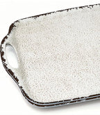TP Serving Trays with Handles, 17 x 12 Inch Melamine Serving Platters for Food, Meat, Set of 2 Rectangular Trays for Eating, Rustic White